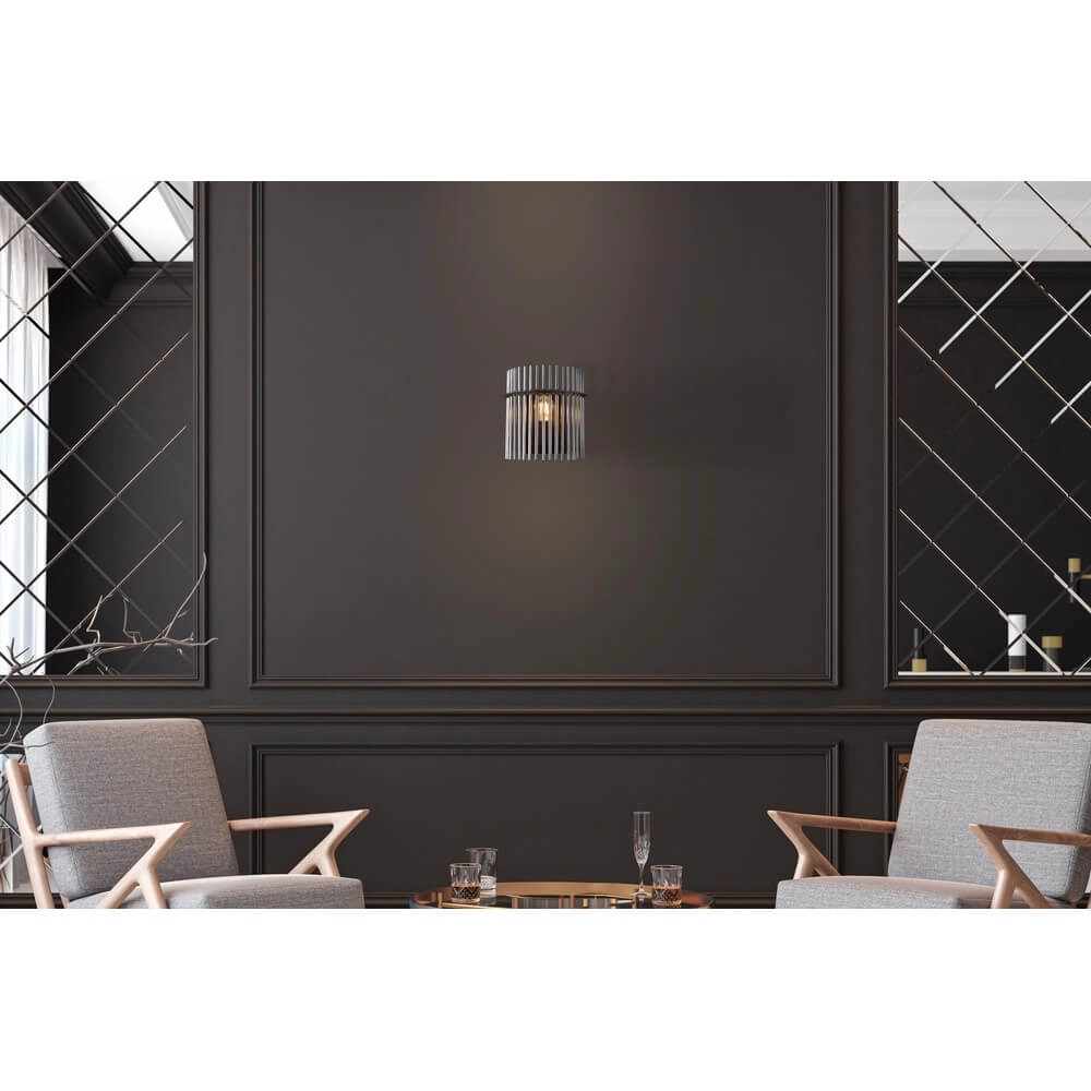 Zwarte wandlamp Gorley met smoke glas Globo 9007371474769