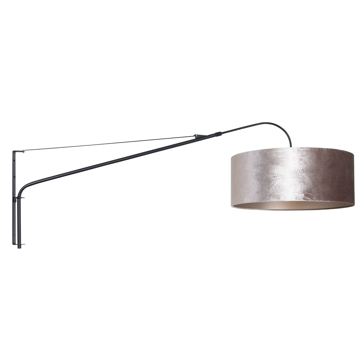Wandlamp Elegant Classy 50cm zwart met taupe velourse kap Steinhauer 8712746146042