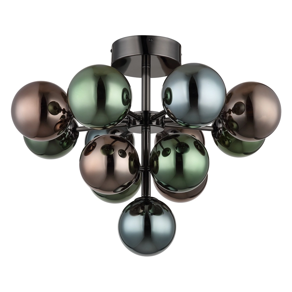 Gunmetal plafondlamp Grappy gekleurd glas Globo 9007371462773