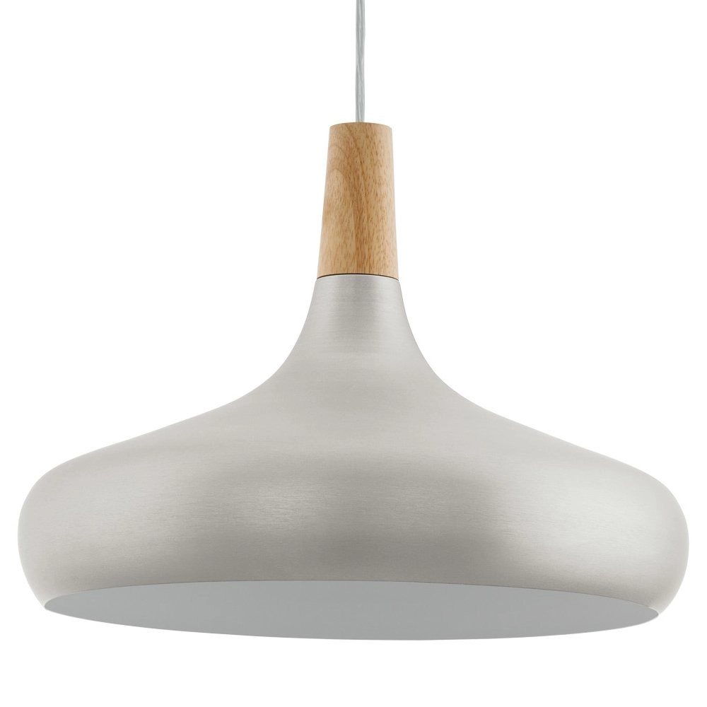 Moderne hanglamp Sabinar 40cm RVS met houtbruin Moderne hanglamp Sabinar 40cm RVS met houtbruin