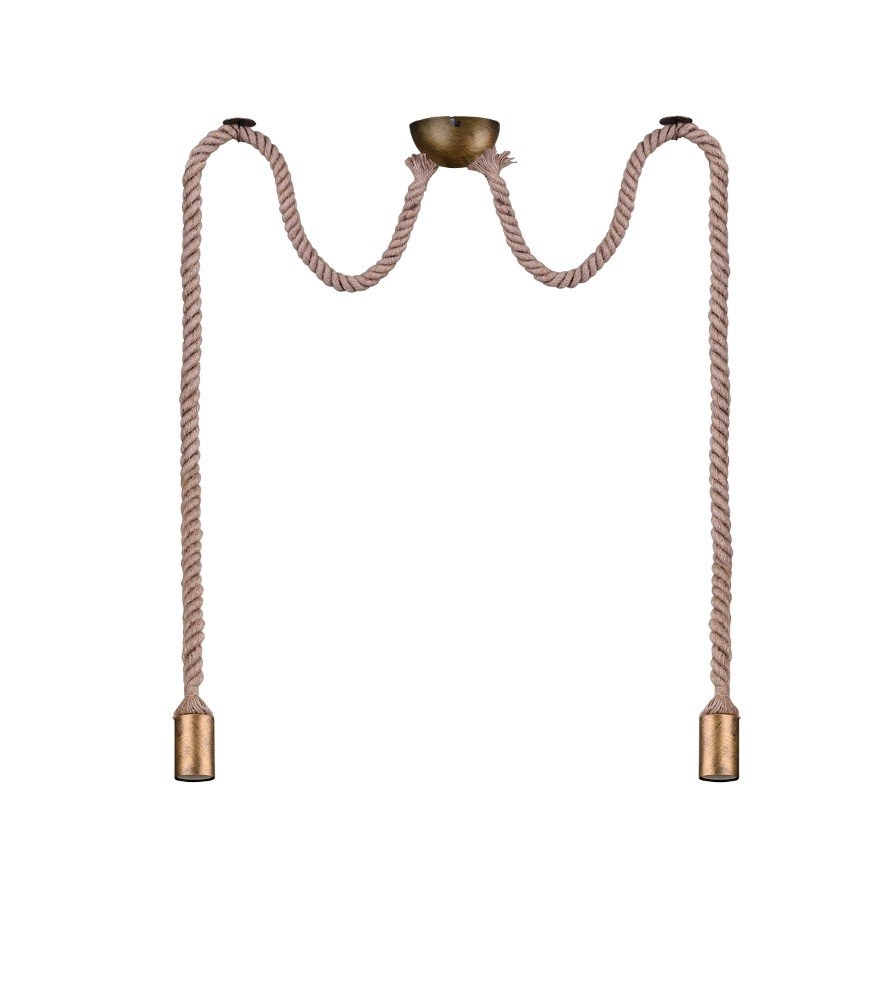 Hanglamp Cord touwlamp 2-lichts brons Trio 4017807408591
