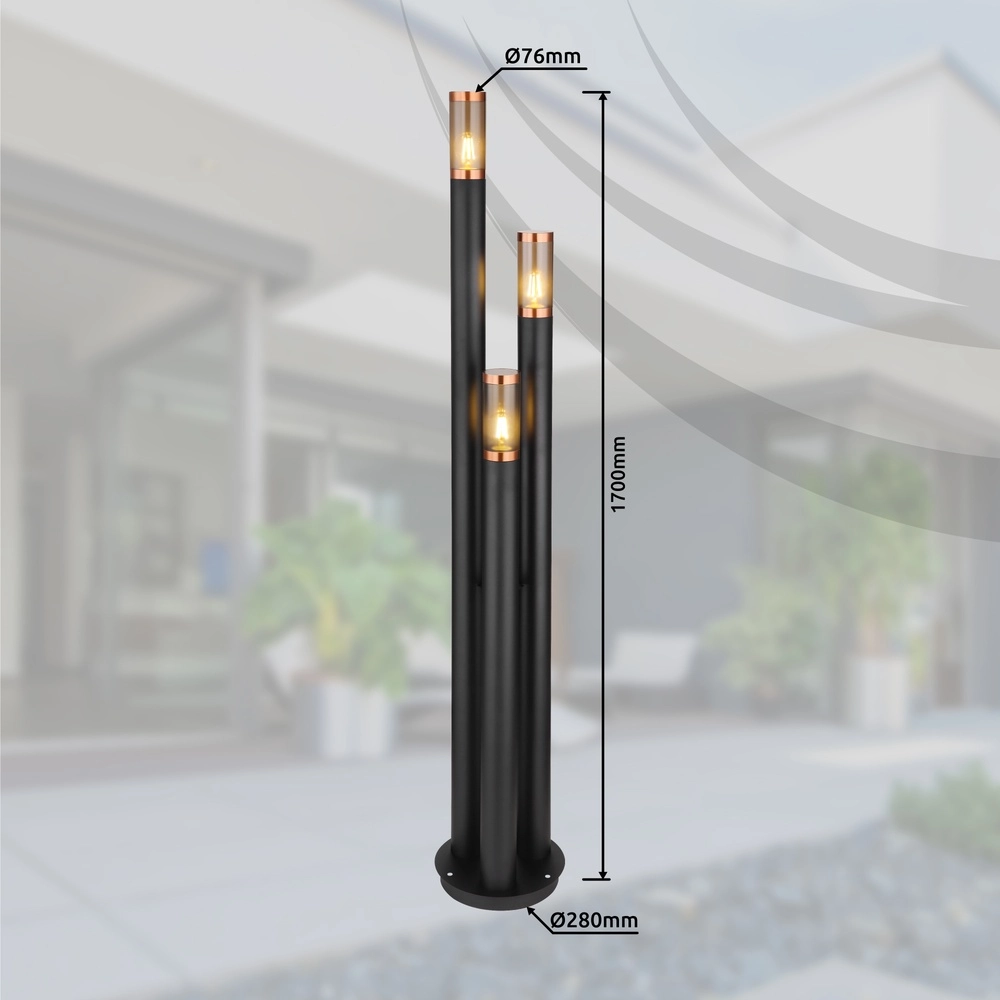 3-lichts tuinlamp Boston zwart Globo 9007371442904