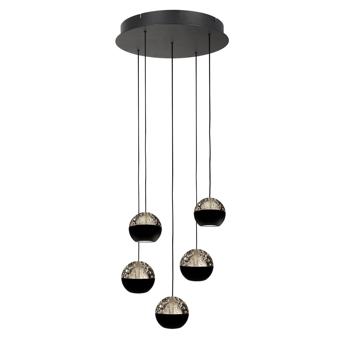 5-licht vide hanglamp Belluno led - zwart met glas Steinhauer 8712746183887