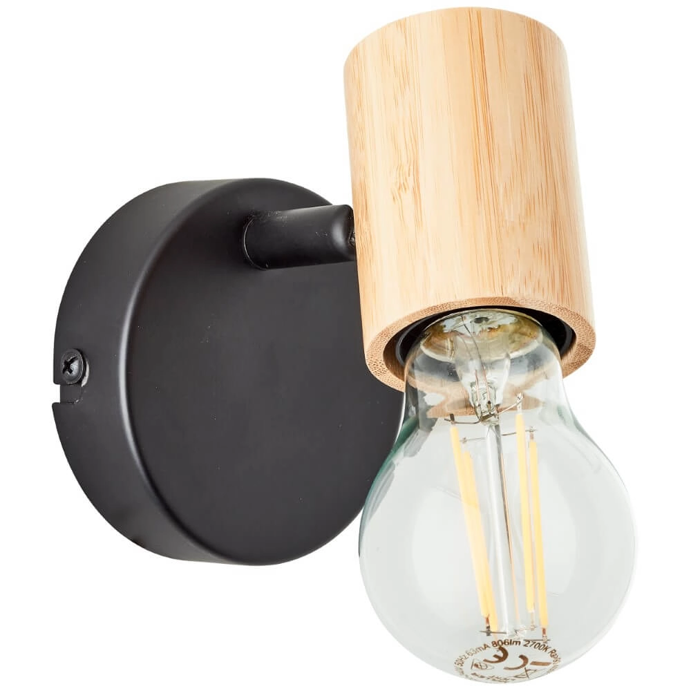 Wandlamp Kerry zwart met hout Brilliant 4004353409028