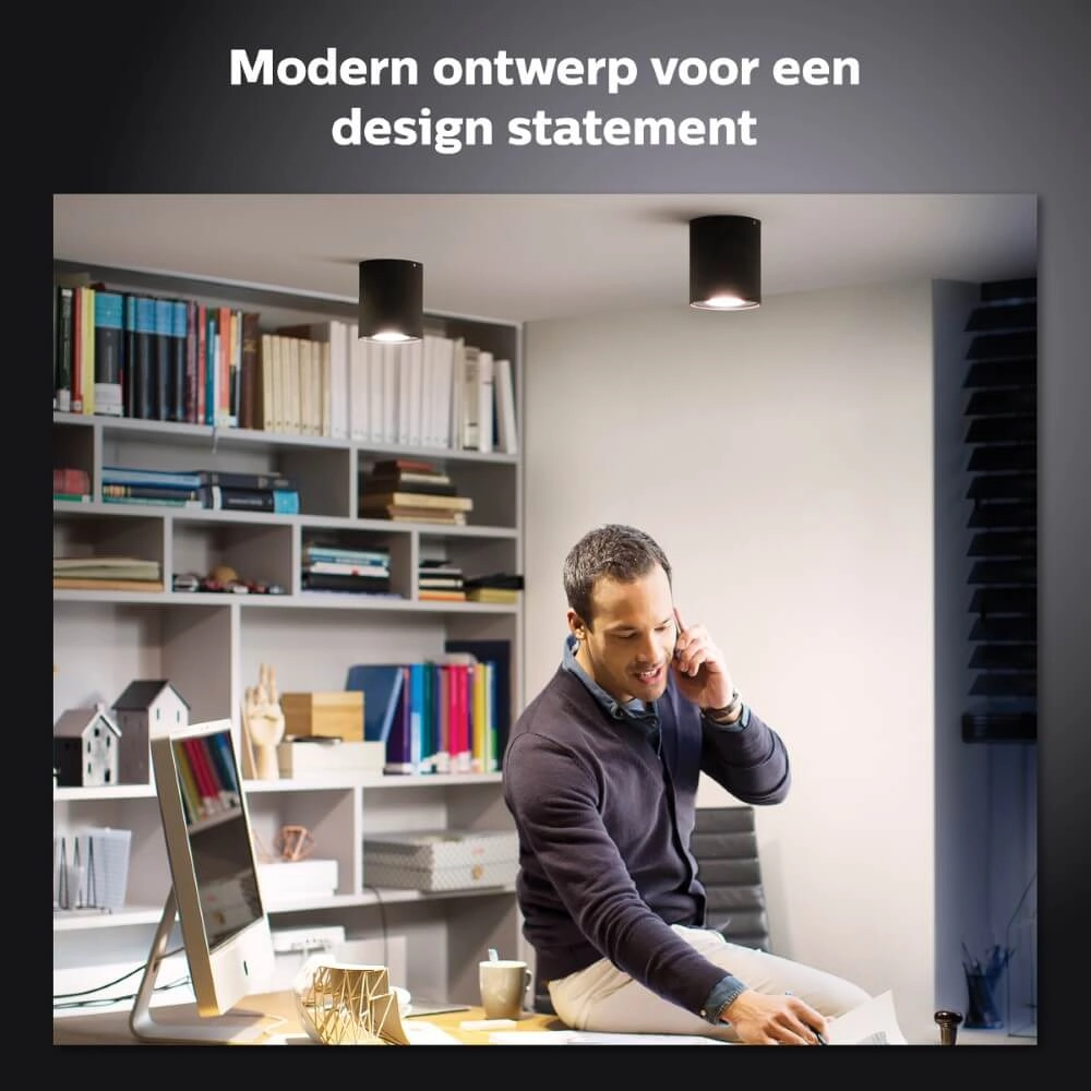 Plafondspot Hue Pillar - White Ambiance 1-lichts zwart met schakelaar Philips 8719514338449