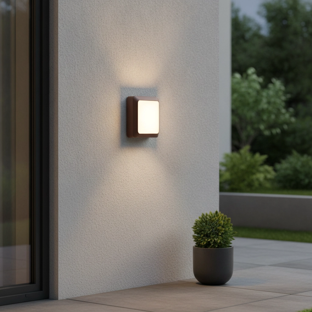 Vierkante wandlamp Appia roestbruin