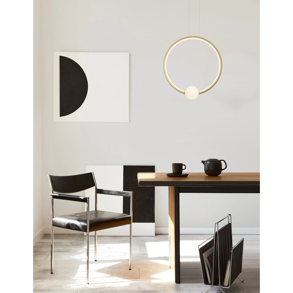 Hanglamp Celia goud met wit rond Lyora 5212017429360