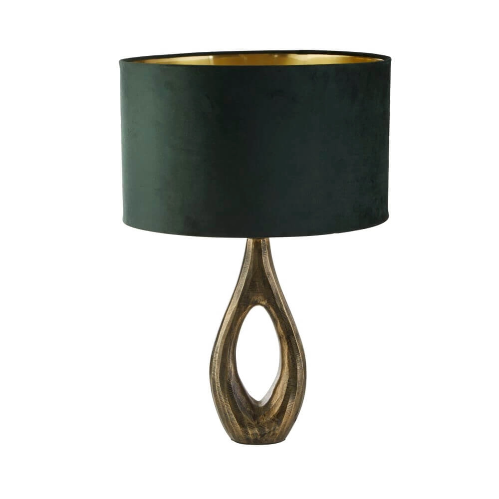 Gouden tafellamp Bucklow met groene kap Gouden tafellamp Bucklow met groene kap