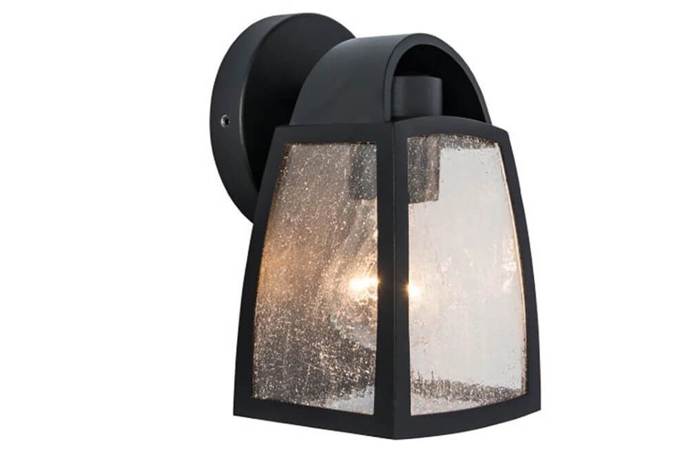 Wandlamp Kelsey zwart met glasstructuur