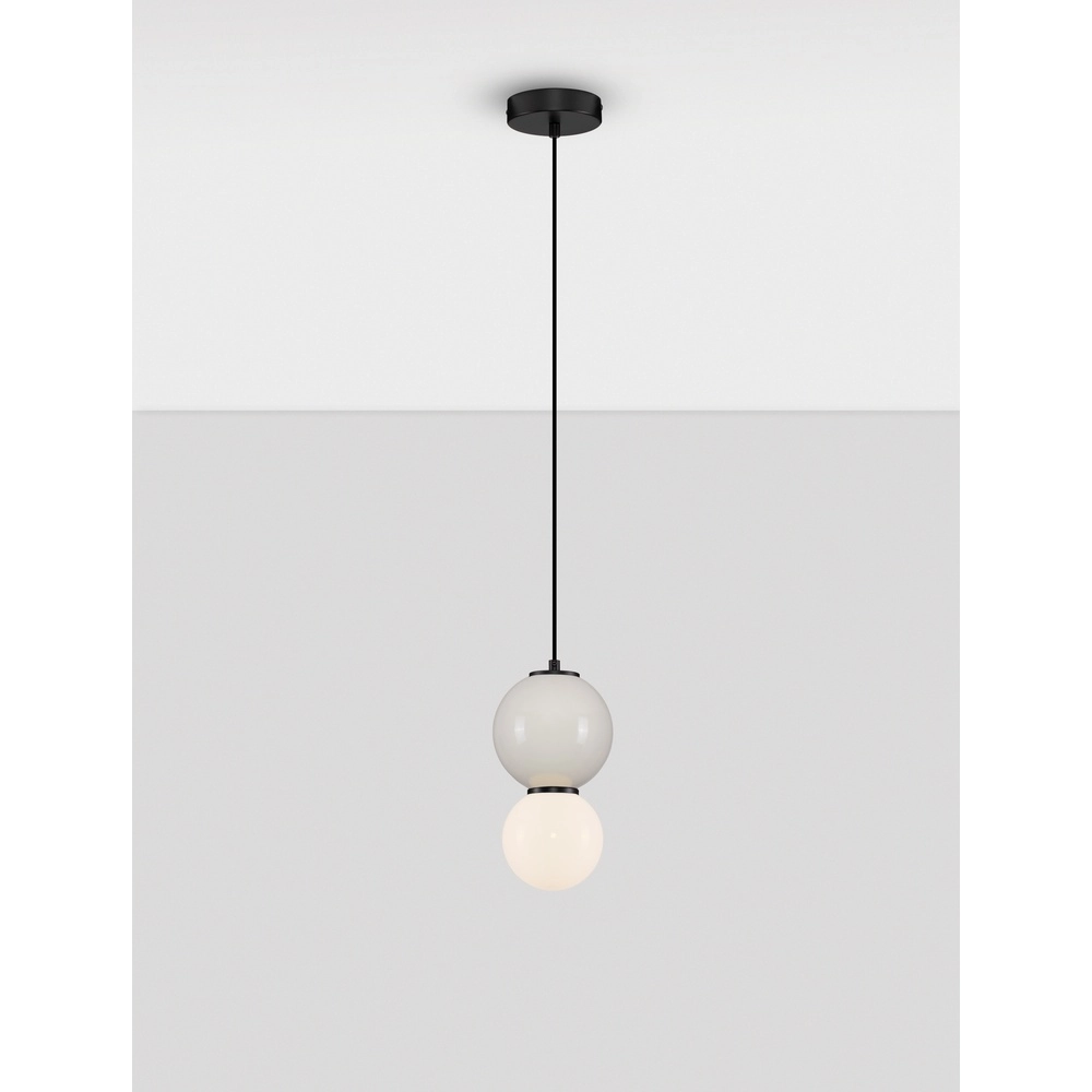 Hanglamp Noesis Ø 15cm licht grijs met wit Lyora 5212017483690