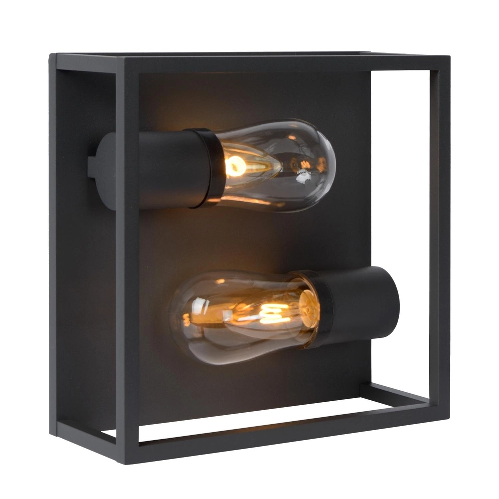 Zwarte wandlamp Carlyn 2-lichts badkamer IP54 Lucide 5411212271709