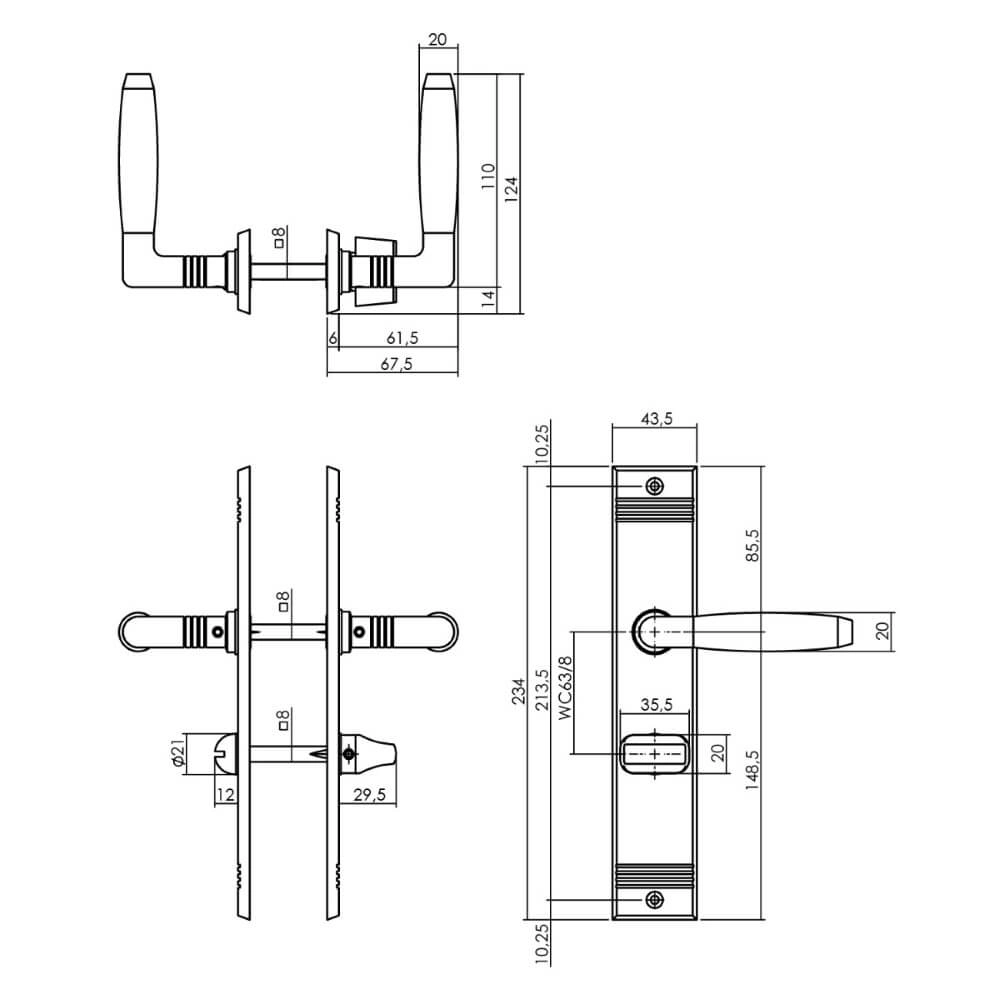 Jaren 30 deurklink Ton Basic WC-sluiting 63/8 mat nikkel Intersteel 8714186711330