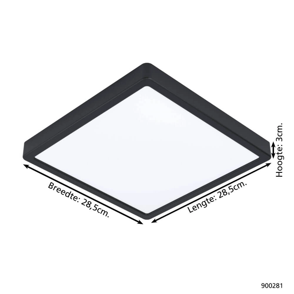 Vierkante plafondlamp Argolis 2 IP44 zwart Eglo 9008606232659