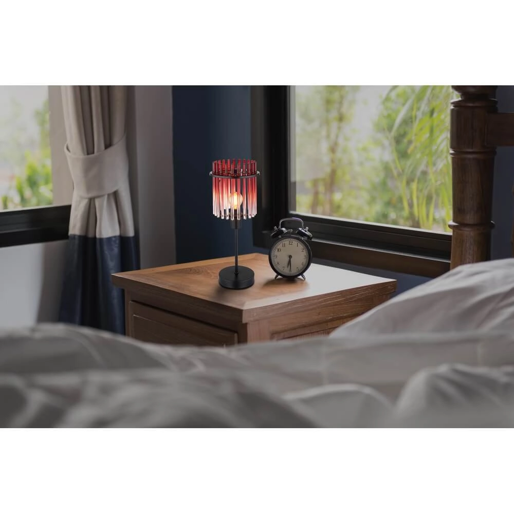 Zwarte tafellamp Gorley met rood glas Ø 15cm Globo 9007371471959
