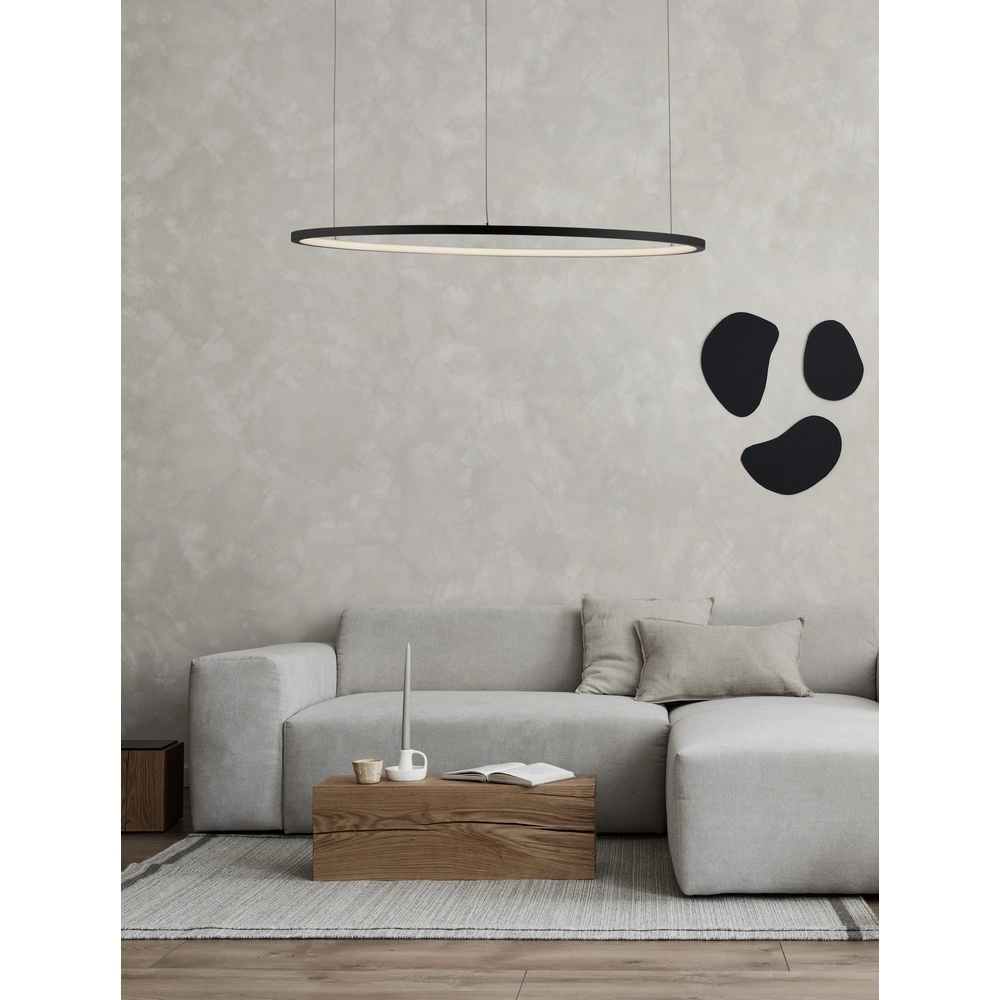 Ronde hanglamp Tarquin zwart Ø 80cm