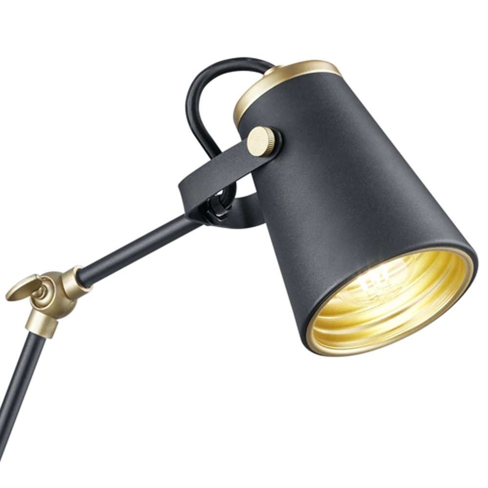 Design wand leeslamp Edward zwart met goud Trio 4017807388473