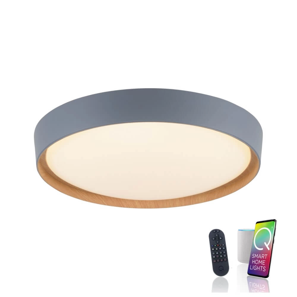 Ronde plafondlamp Q-Emilia grijs Paul Neuhaus 4012248366530