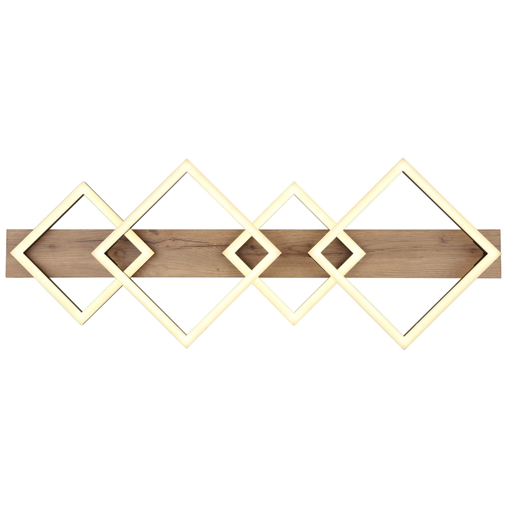 Plafondlamp Beatrix 82cm vierkantjes zwart met hout Globo 9007371448395