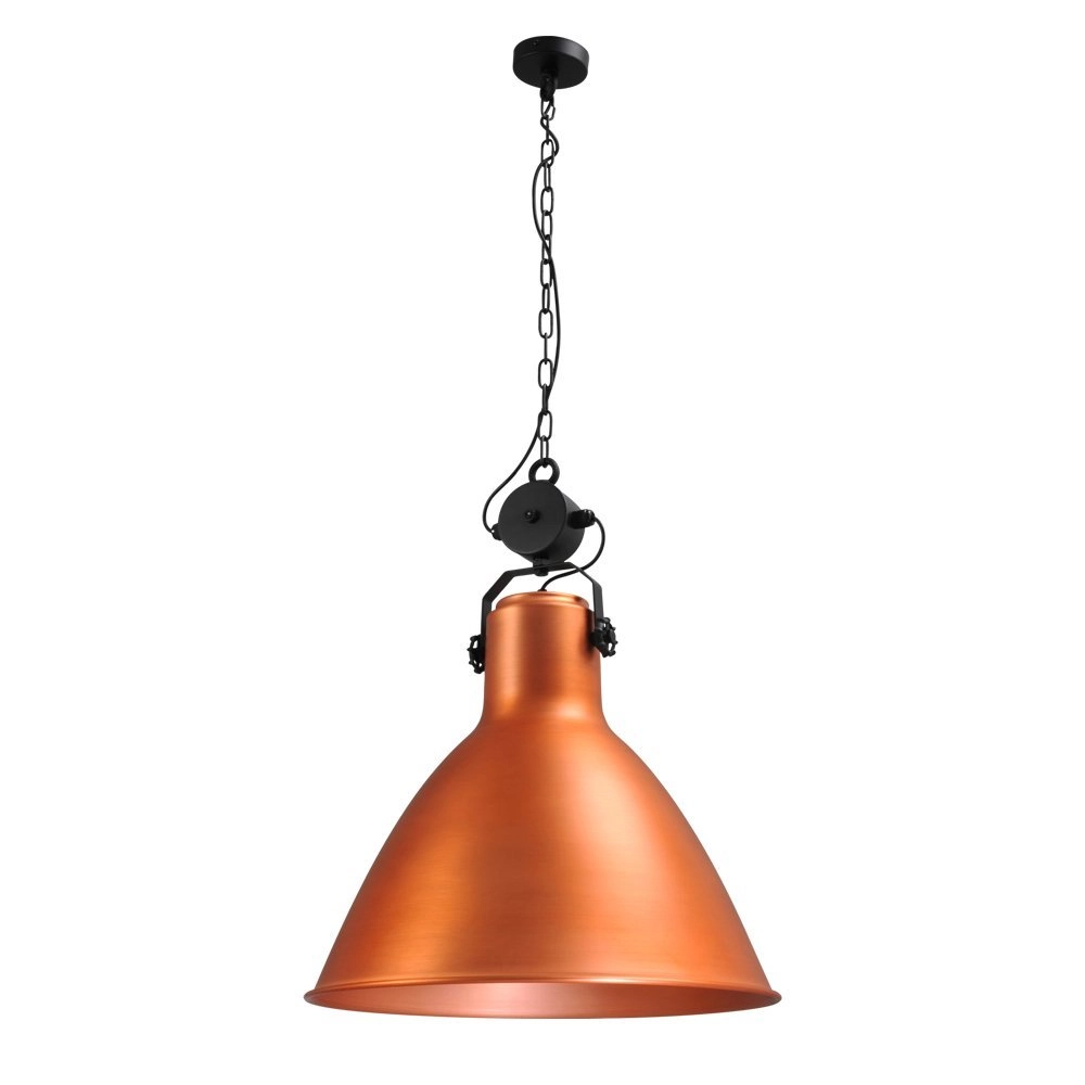 Industrie hanglamp roodkoper Industria 58 retro zwart met koperen kap