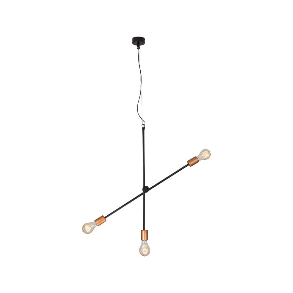 3-lichts hanglamp Sticks zwart met goud