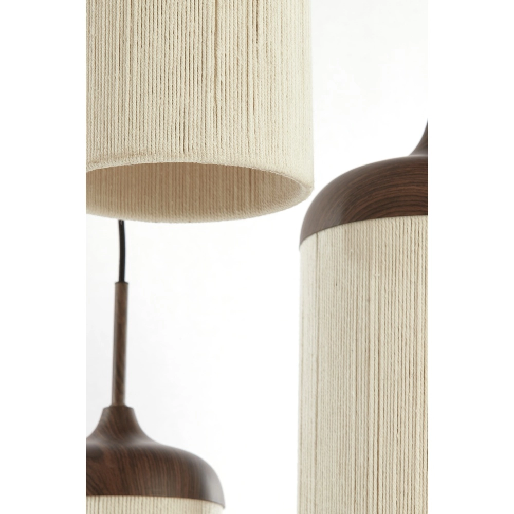 3-lichts hanglamp Danialo walnoot bruin met touw Light & Living 8717807816711