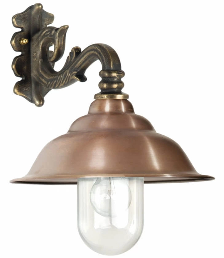 Bronzen muurlamp Chateau met koperen kap Bronzen muurlamp Chateau met koperen kap