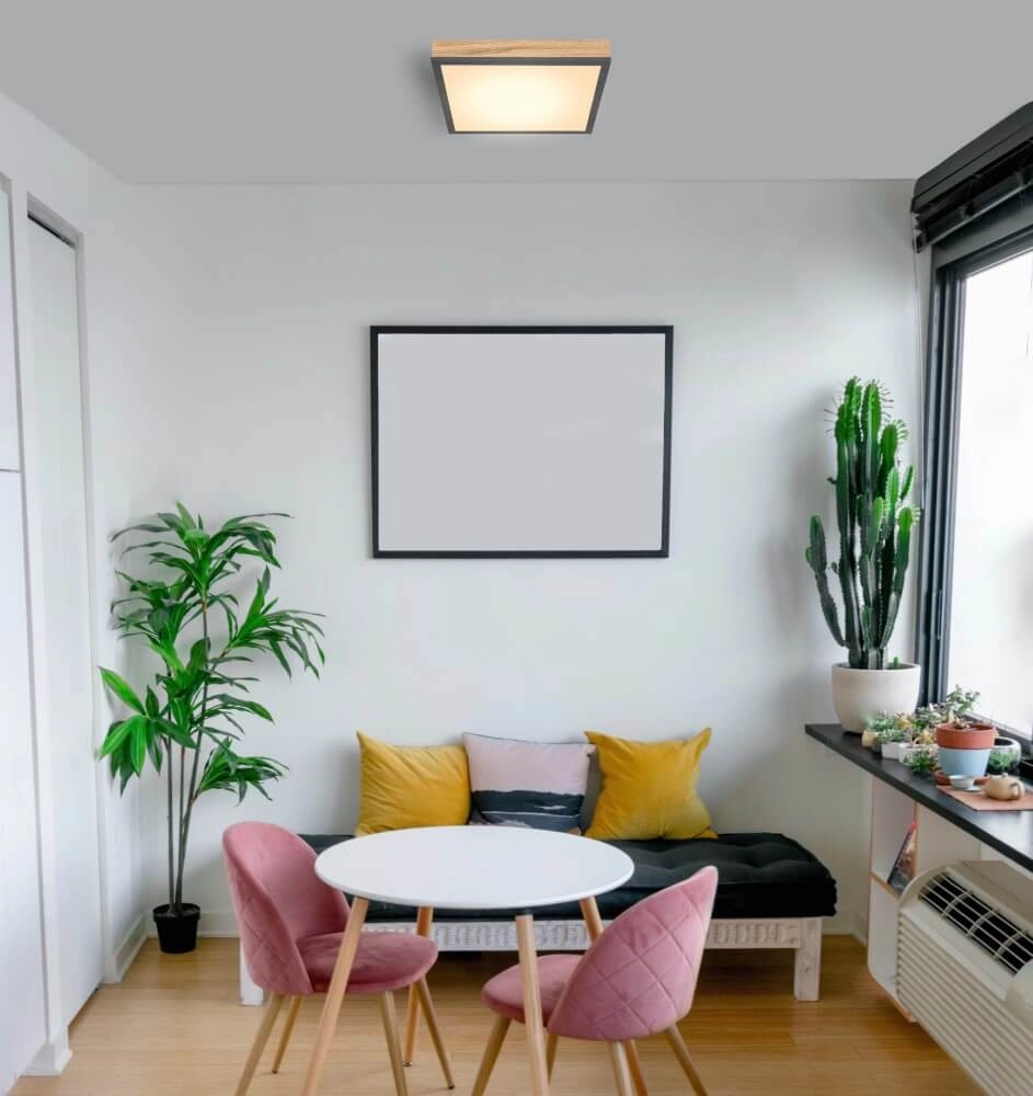 Houten led plafondlamp Doro 30x30cm Globo 9007371415991