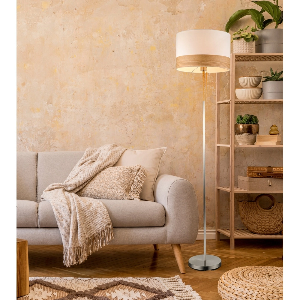 Vloerlamp Chipsy met houtlook Ø 40cm Globo 9007371337811