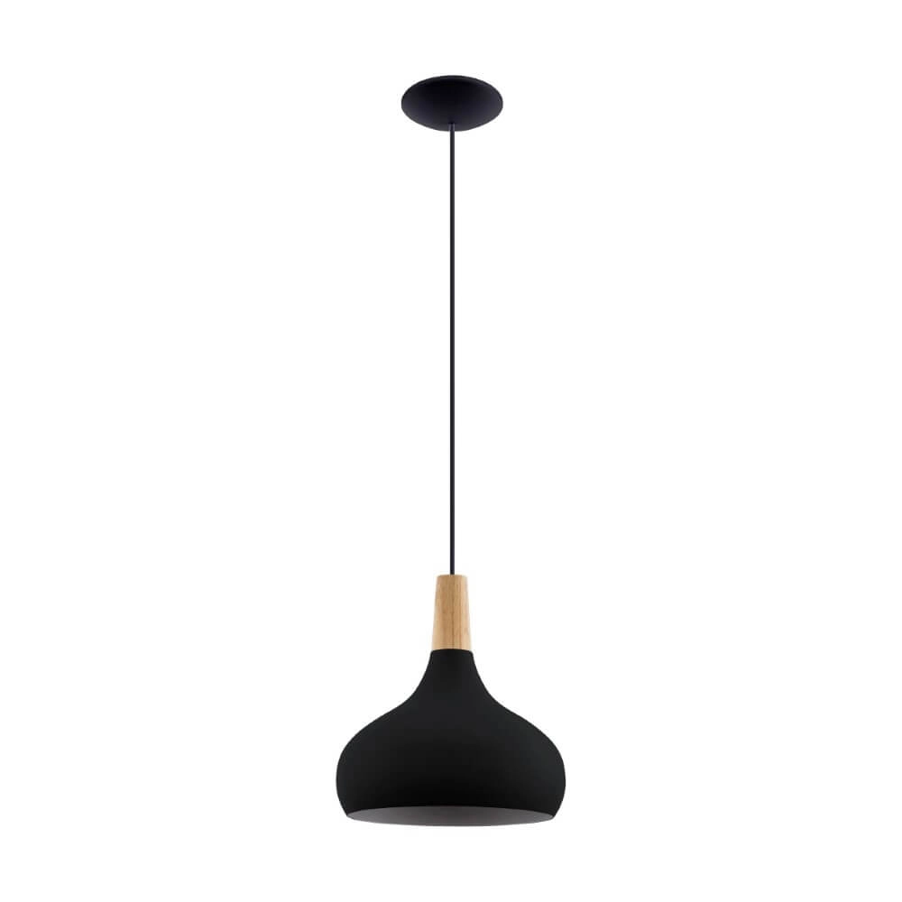 Zwarte hanglamp Sabinar Ø 28cm met hout Eglo 9008606235780