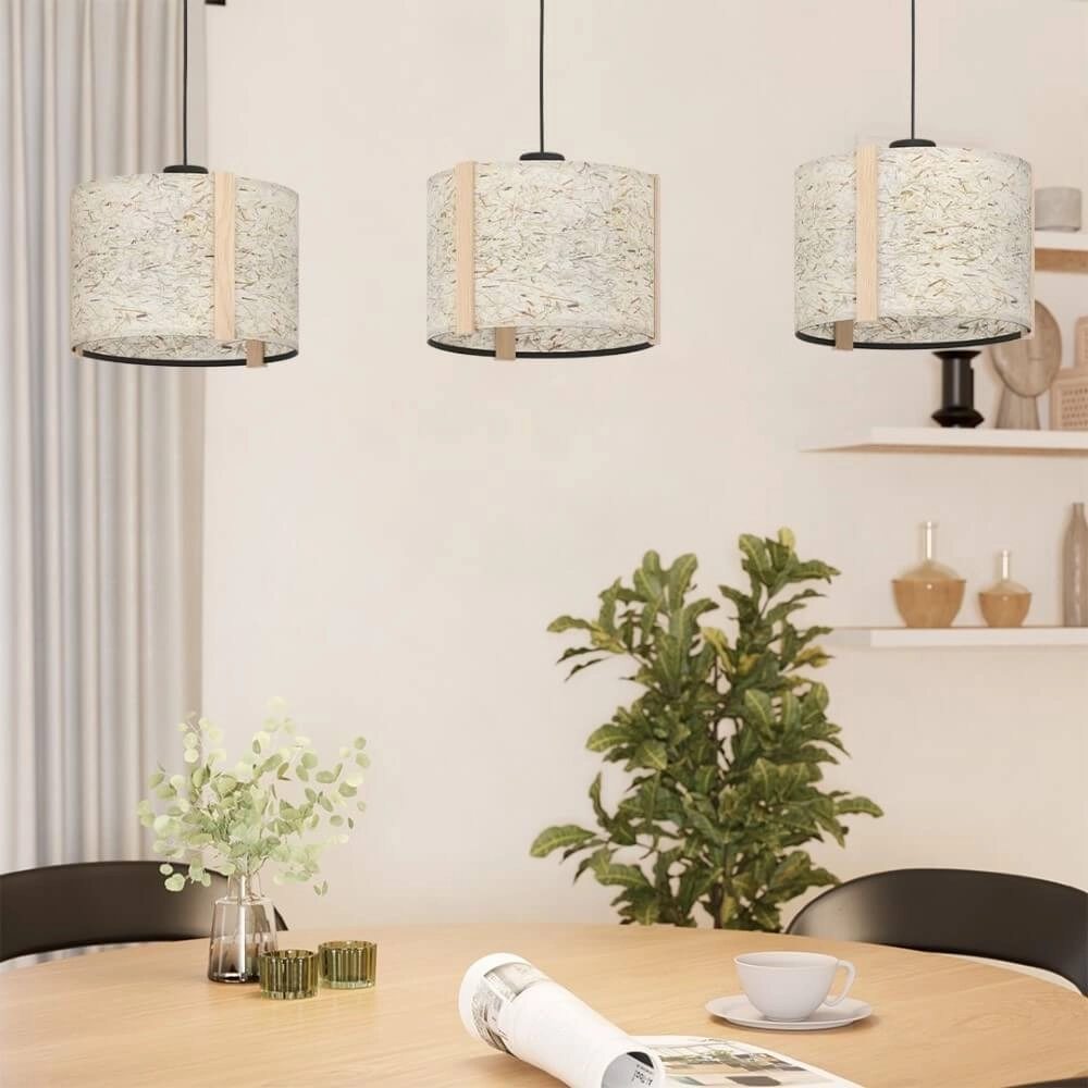 3-lichts hanglamp Hontongas met beige kappen Stars of Light 9008606274635