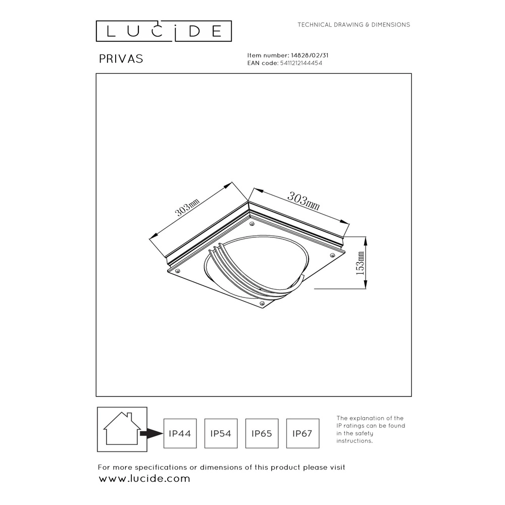 Wandlamp Privas dubbel zwart Lucide 5411212144454