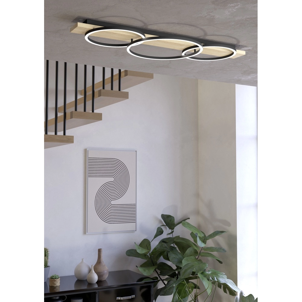 Plafondlamp Boyal 3L - led - met houtlook Eglo 9008606327249