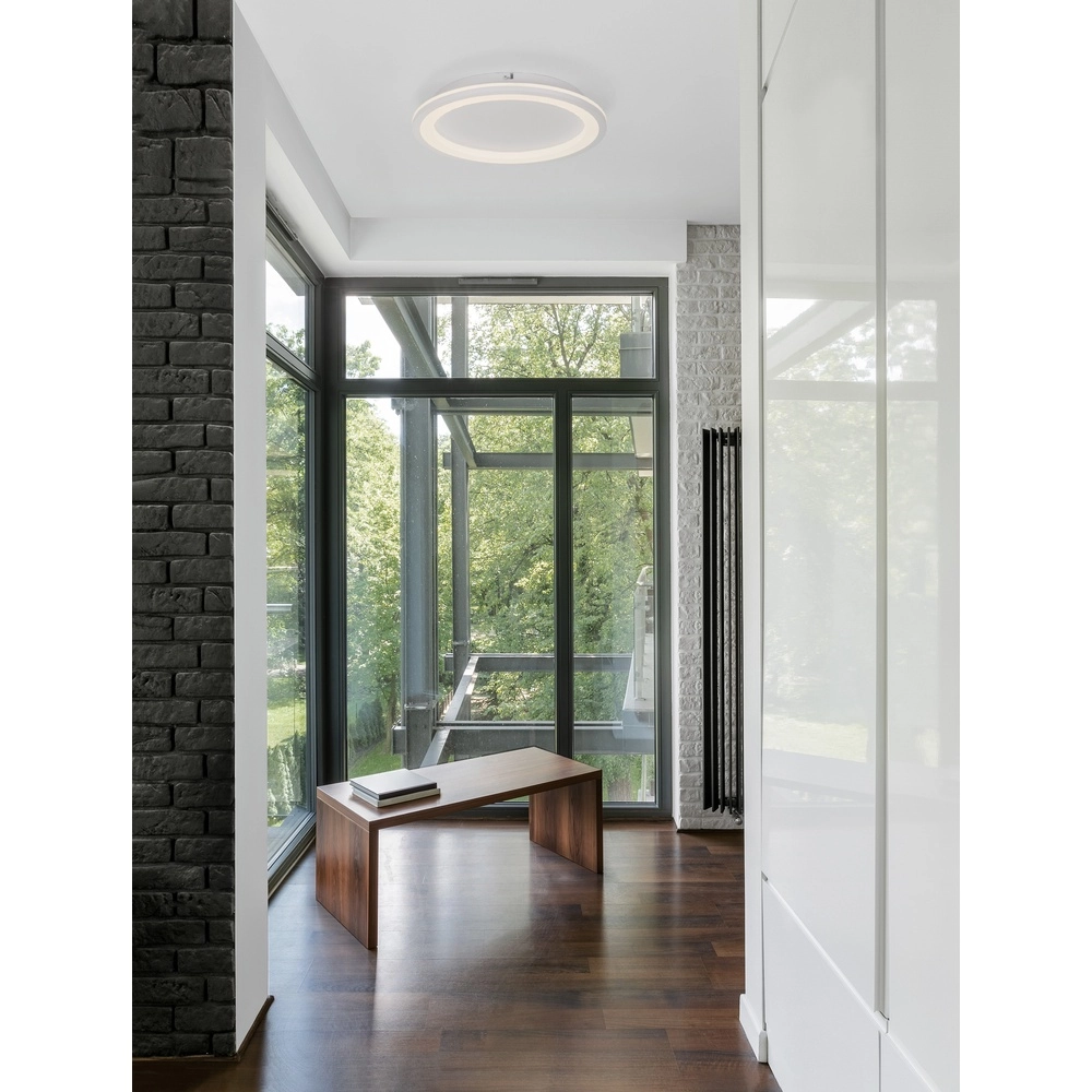 Strakke plafondlamp Oggy wit Ø 37cm Lyora 5212017432087