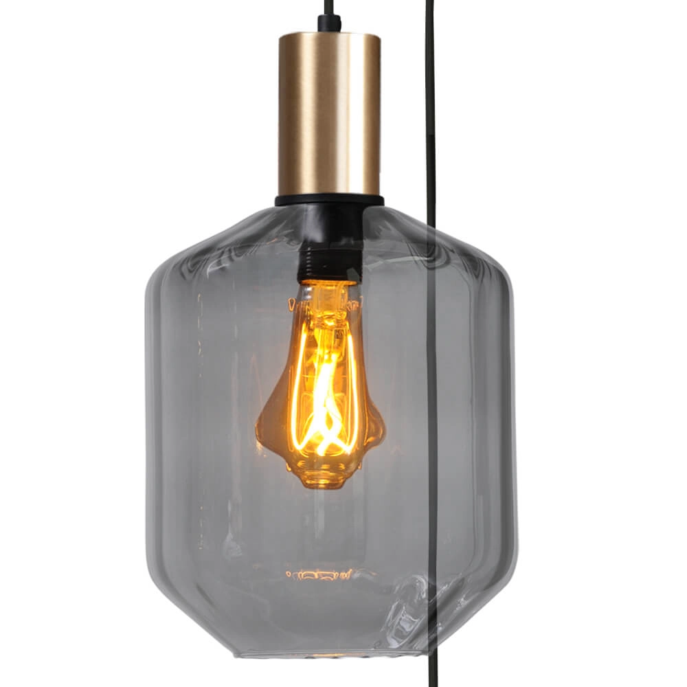 3-lichts vide hanglamp - goud - Porto met Jagger glazen Masterlight 8718121270975