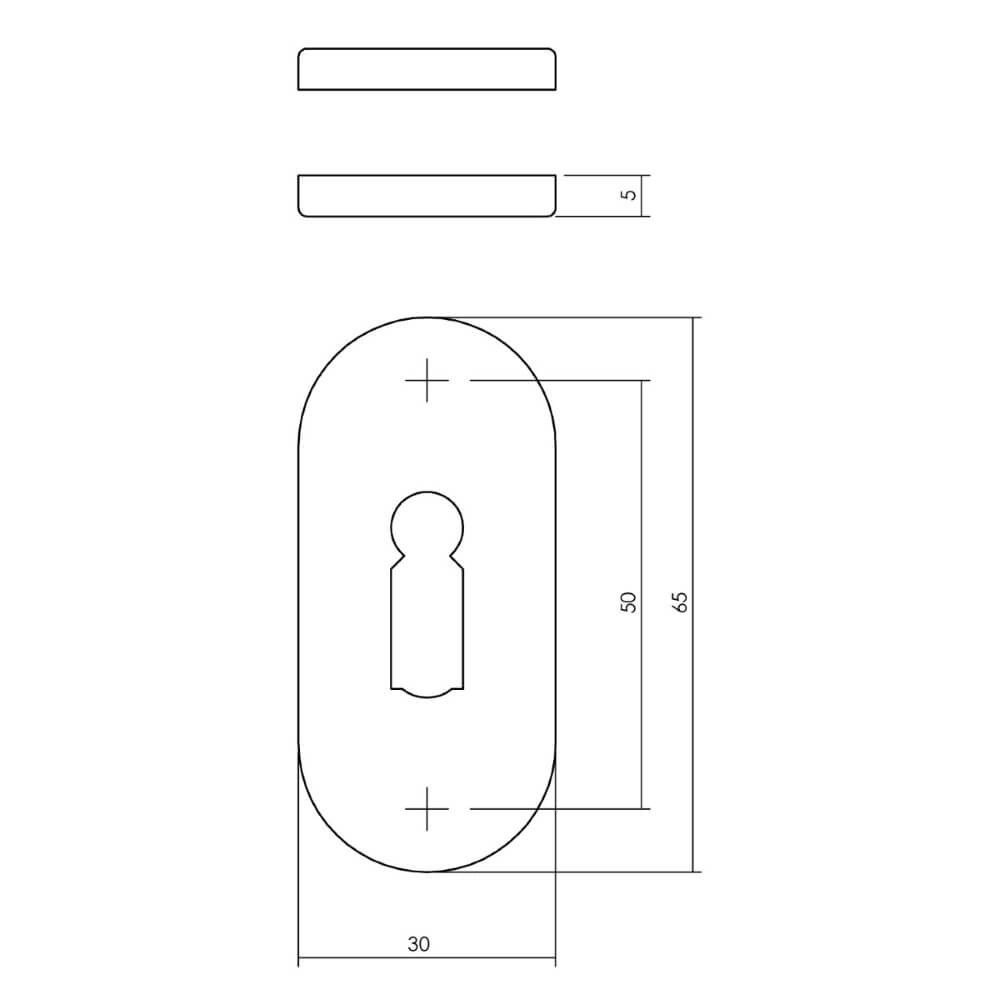Set van 2 sleutelrozetten Tira ovaal RVS 4mm Intersteel 8714186635407