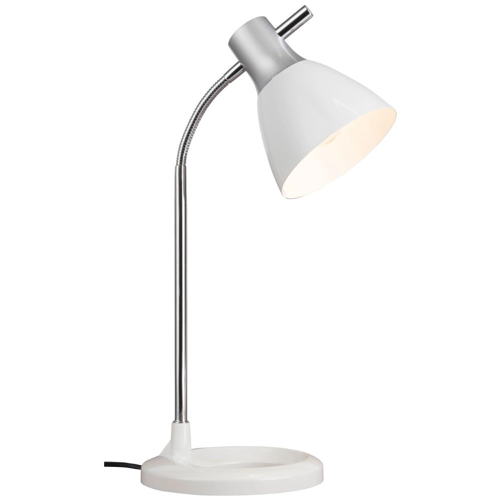 Strakke bureaulamp Jan zilver met wit Brilliant 4004353121609