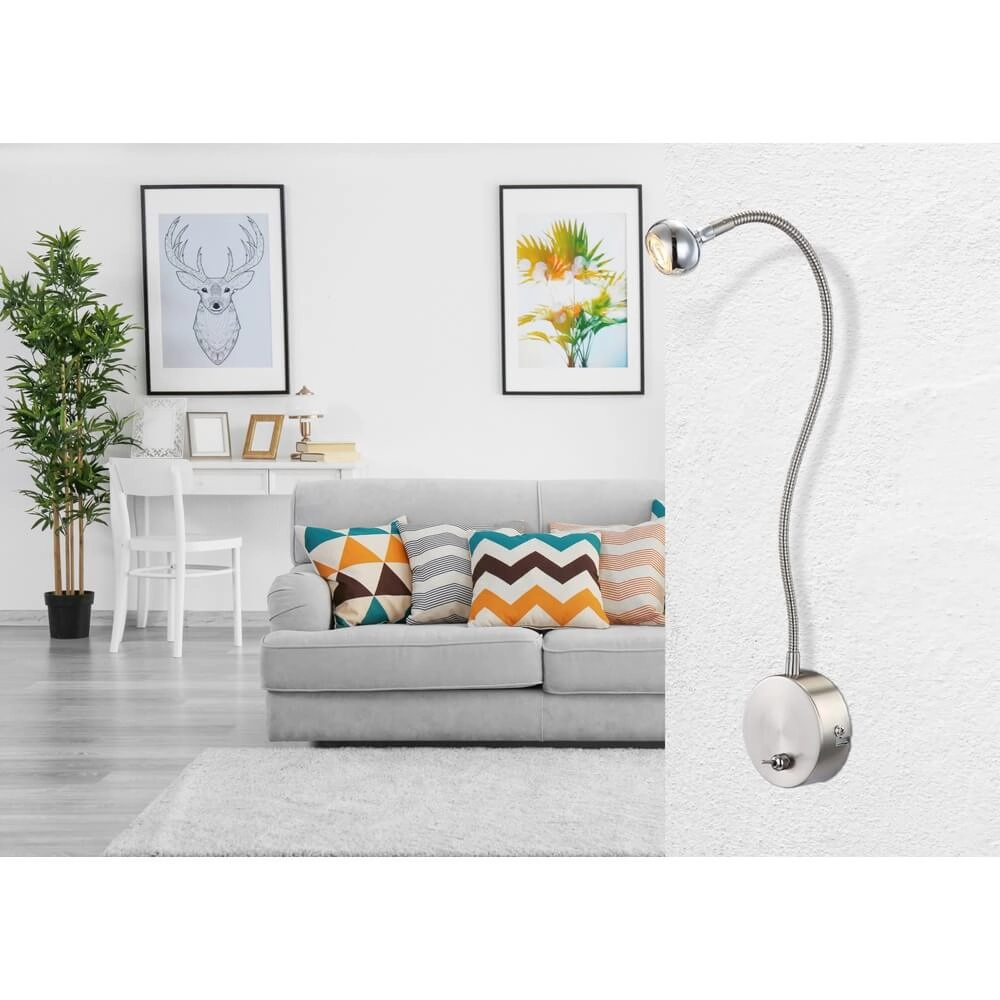 Wandlamp Serpent nikkel met snoer Globo 9007371290420