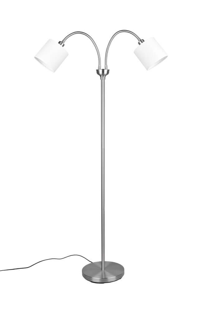 Vloerlamp Tommy 2-lichts RVS met wit