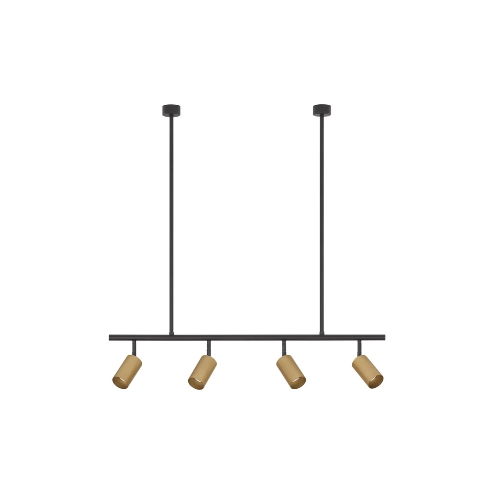 Hanglamp Pogno 4-lichts zwart met goud recht Lyora 5212017440679