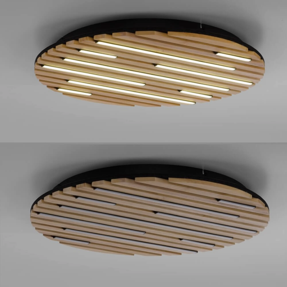 Ronde plafondlamp Q-Akustik Ø 60cm hout Paul Neuhaus 4012248385364