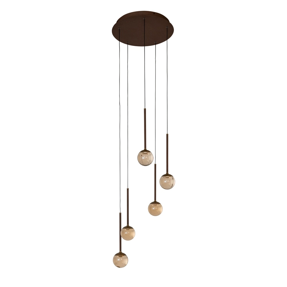 Design hanglamp Calina 5-lichts met amber bollen Premium by Lucide 5411212242150