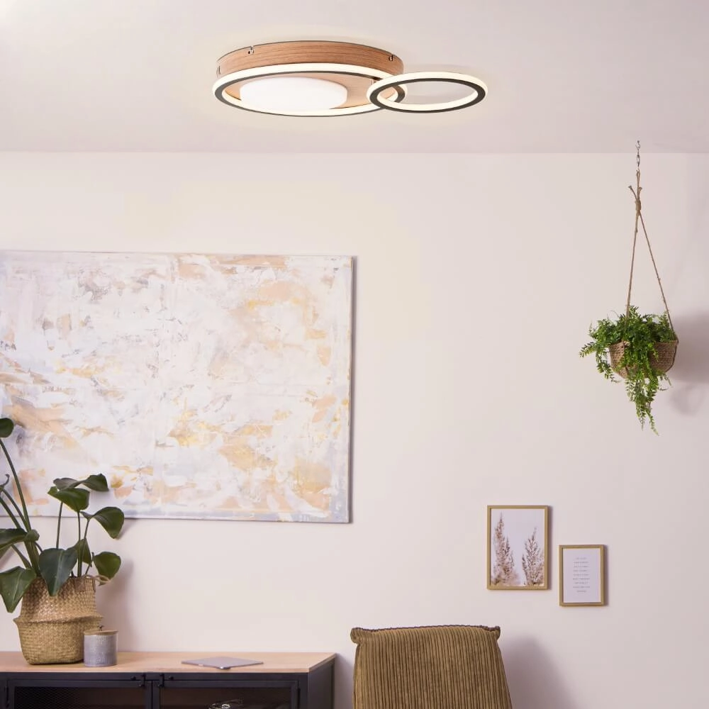 Ronde houten plafondlamp Karney Brilliant 4004353409646