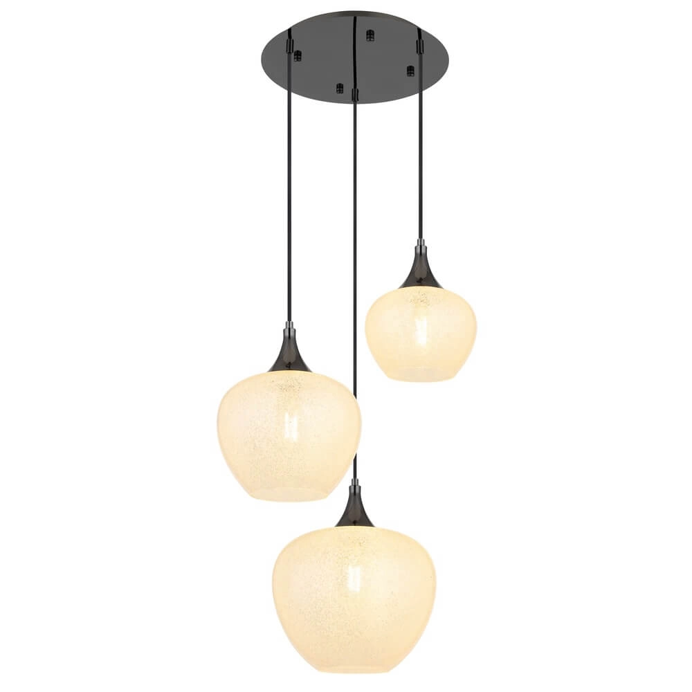 Antraciet hanglamp Maxy met wit glas 3-lichts Ø 49cm Antraciet hanglamp Maxy met wit glas 3-lichts Ø 49cm