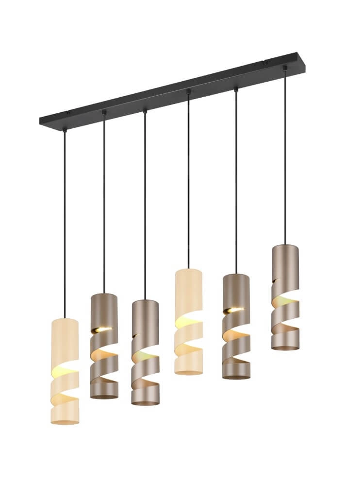 6-lichts koker hanglamp Stream bruine tinten