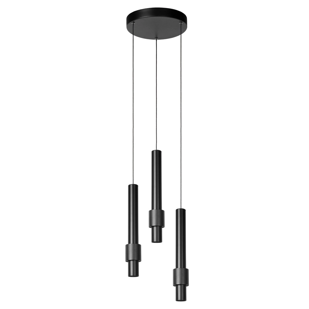 Strakke hanglamp Margary 3-lichts zwart