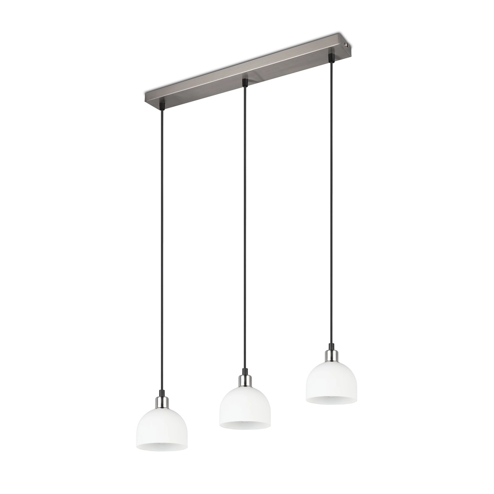 Nikkel hanglamp Molly 3-lichts wit glas Trio 4017807618099