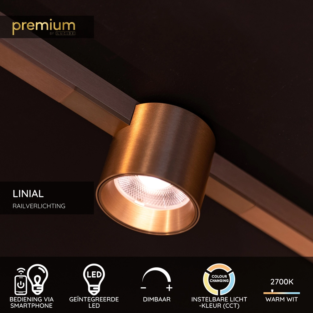 1-fase railspot Linial Lux champagne Premium by Lucide 5411212552310