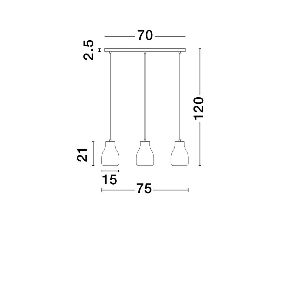 Hanglamp Blacu 3-lichts zwart recht Lyora 5212017447494