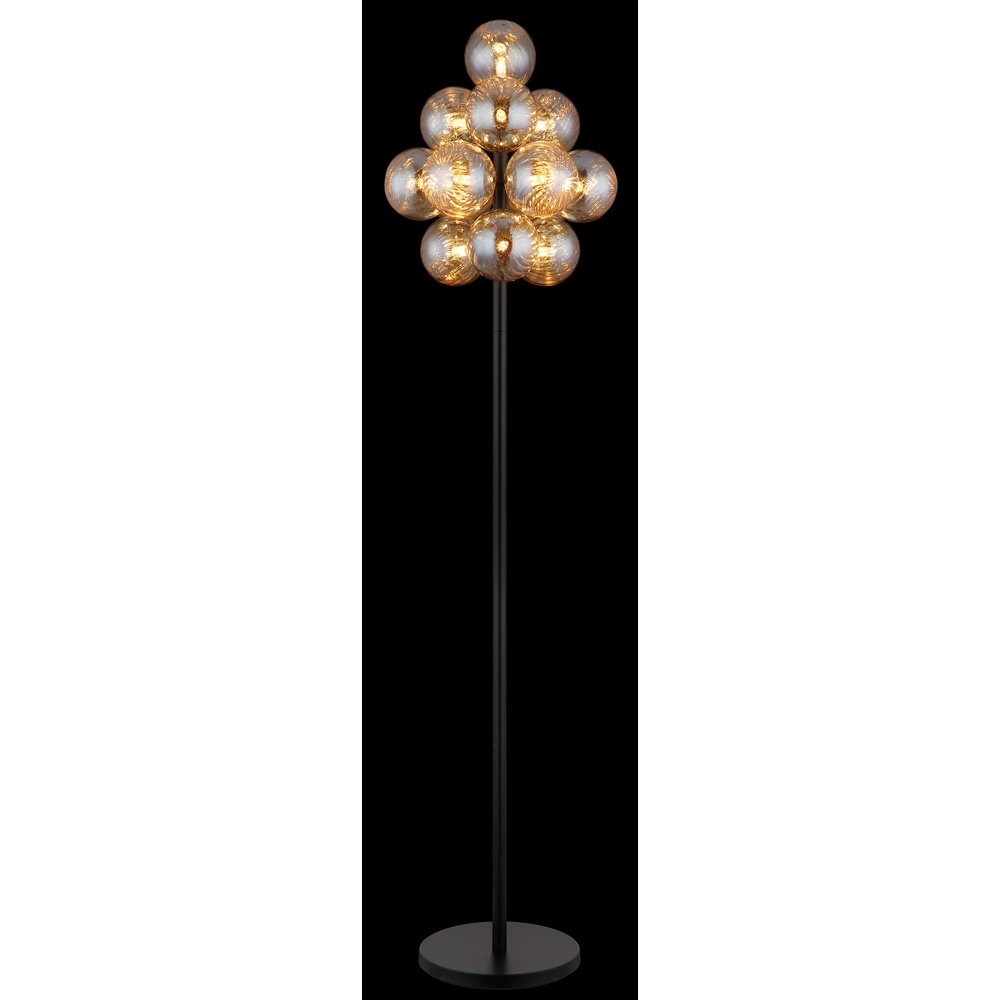 Zwarte vloerlamp Conor met amber glas Globo 9007371512171