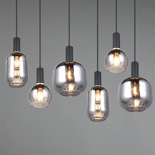 Eetkamer hanglamp Diva 6-lichts - smoke glas Trio 4017807614572